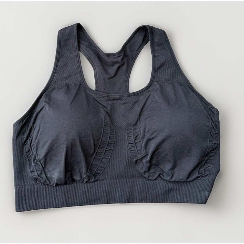 Truekind Womens Black Racerback Sports Bra 2XL XXL Wireless Pullover Comfort